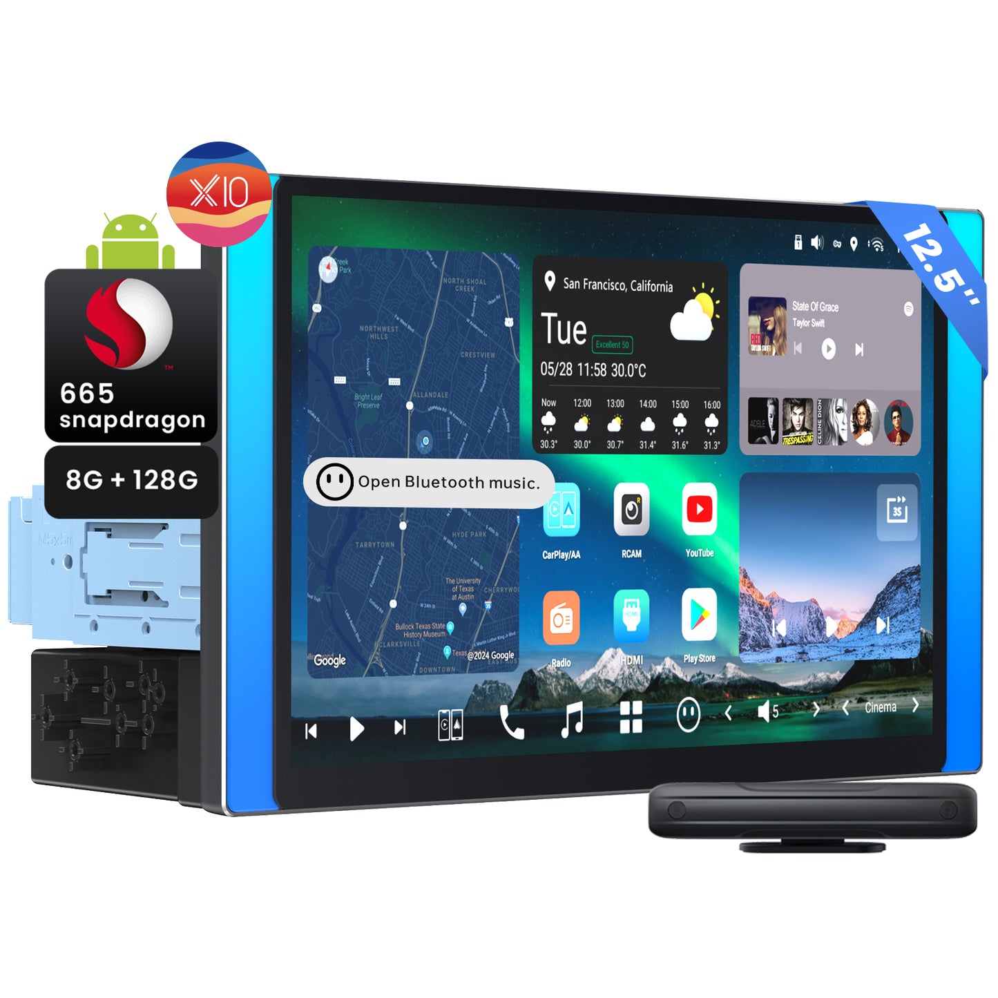 ATOTO Single Din & Double Din Car Stereo 12.5" QLED Floating Touchscreen HD Display Wireless Carplay & Android Auto Car Radio with ChatGPT, 8G+128G Built-in 4GLTE, DSP&SCVC, Dual Bluetooth