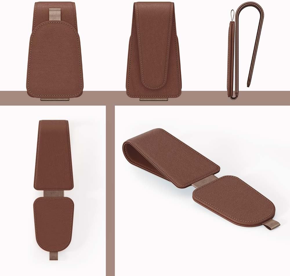 Sotfamily Sunglass Holder for Car Visor, Suede Cloth Magnetic Sunglass Organizer for Car Accessories, 2 Packs, Brown