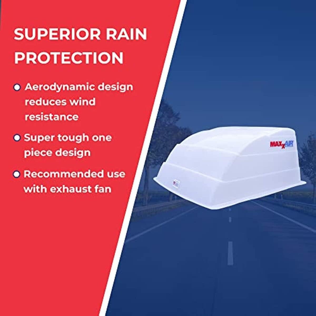 Maxx I Original Vent Cover - Keep Rain Out & Let Fresh Air In; RV Roof Vent Cover, Zero-Leak Mounting System, Prevents Bugs & Leaves, Eliminates Stale Air, Smoke & Odors, White (00-933066)