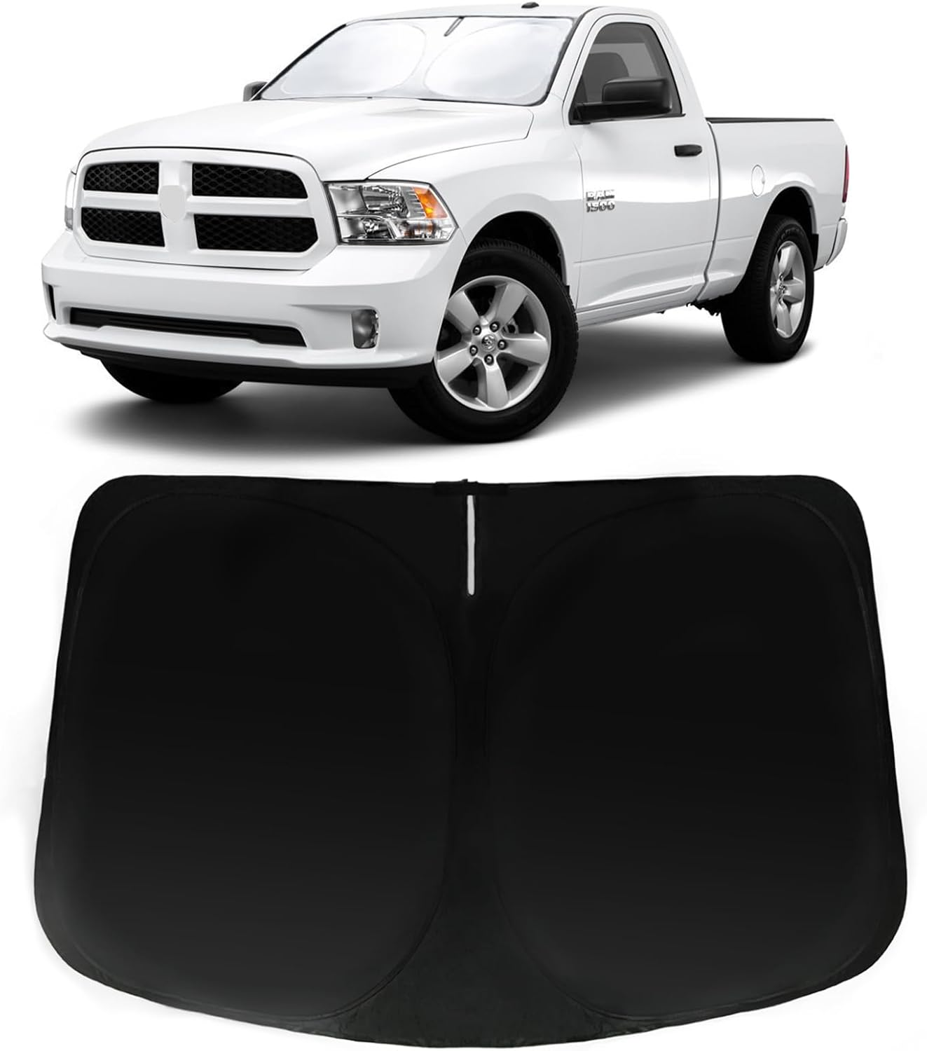 Windshield Sun Shade for 2011-2018 Dodge Ram 1500, Car Front Window Sunshade with 240T Sun Visor Protector Blocks UV Rays Heat Sun Shield Accessories