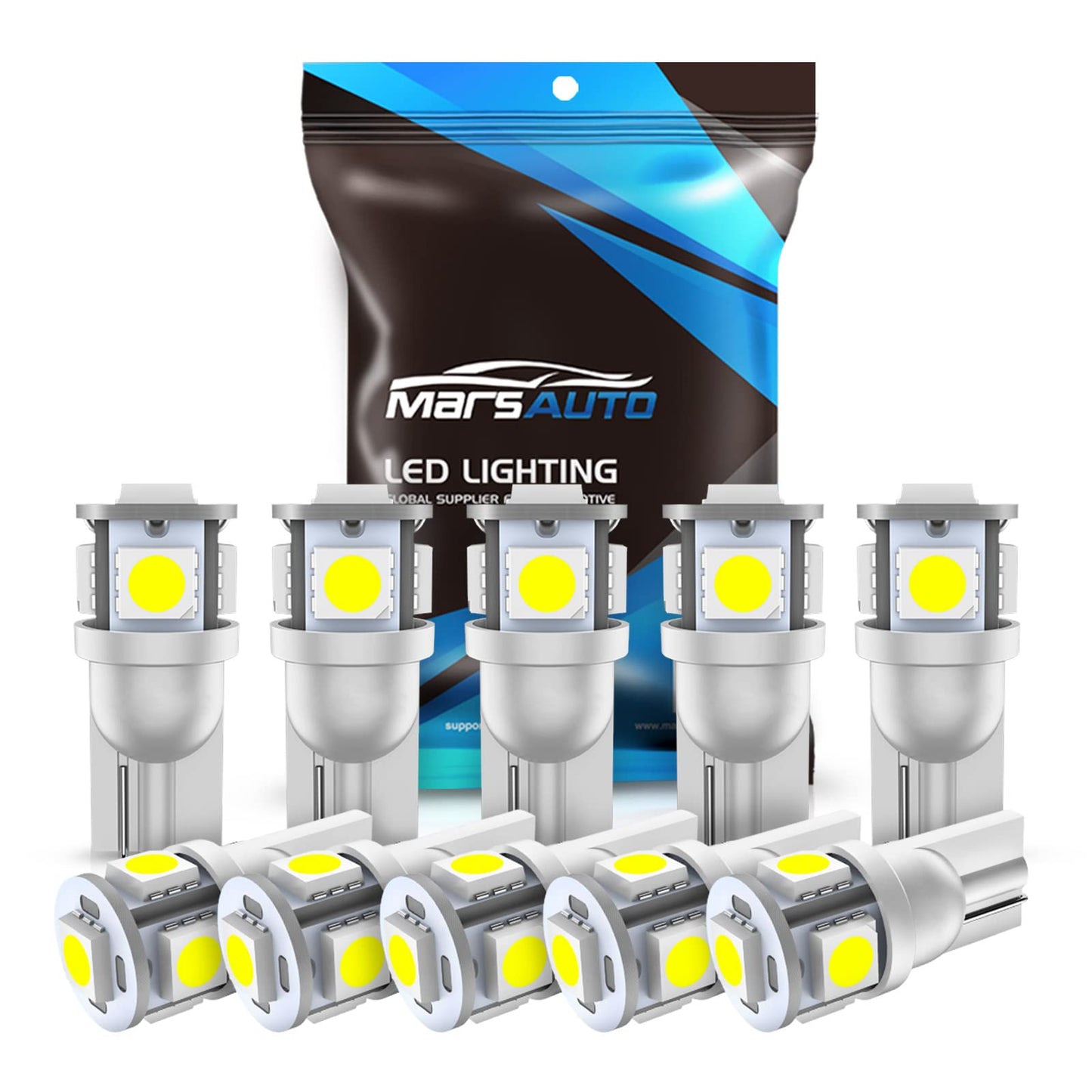 Marsauto 194 LED Light Bulb Green, 168 T10 2825 LED Replacement Bulbs for Car Dome Map Door Courtesy License Plate Lights (Pack of 10)