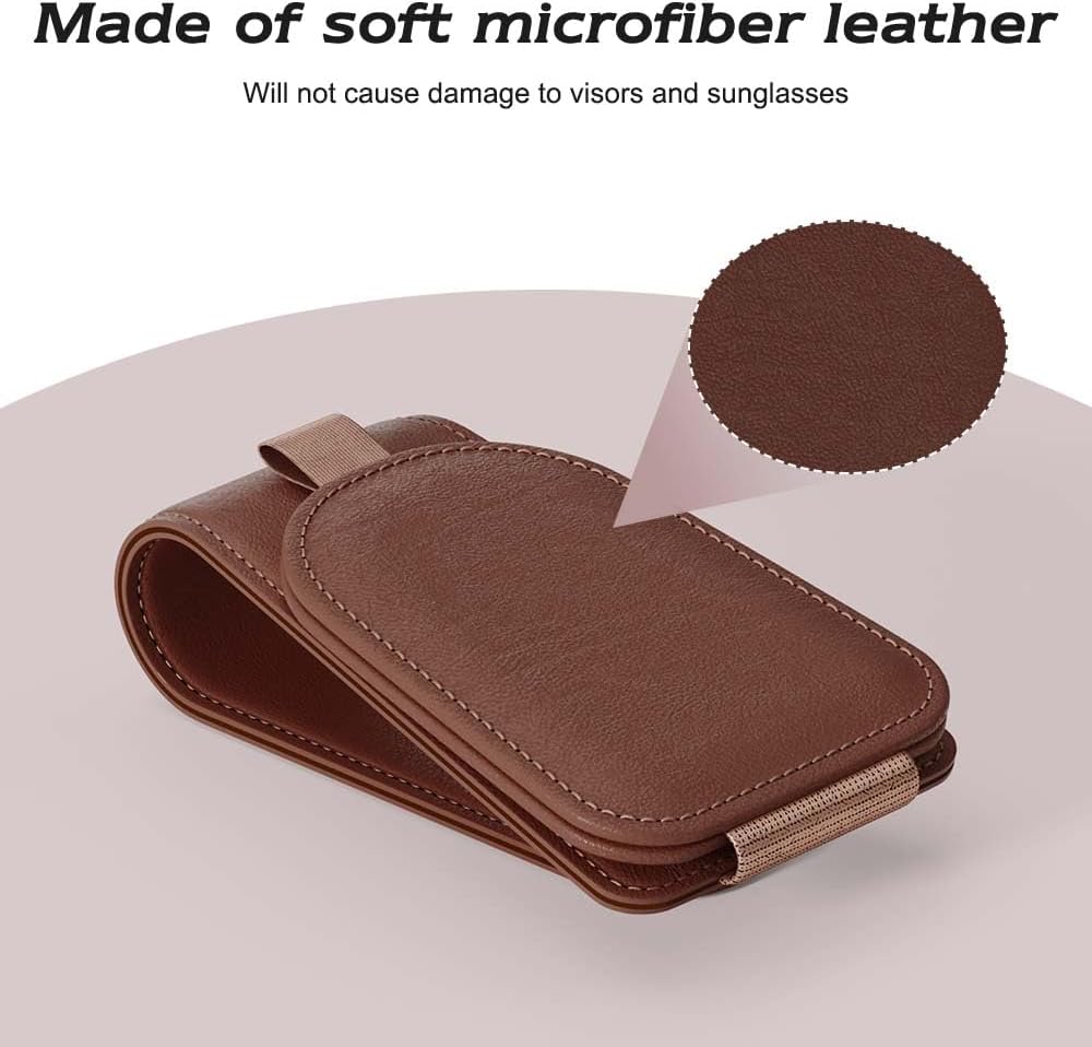 Sotfamily Sunglass Holder for Car Visor, Suede Cloth Magnetic Sunglass Organizer for Car Accessories, 2 Packs, Brown