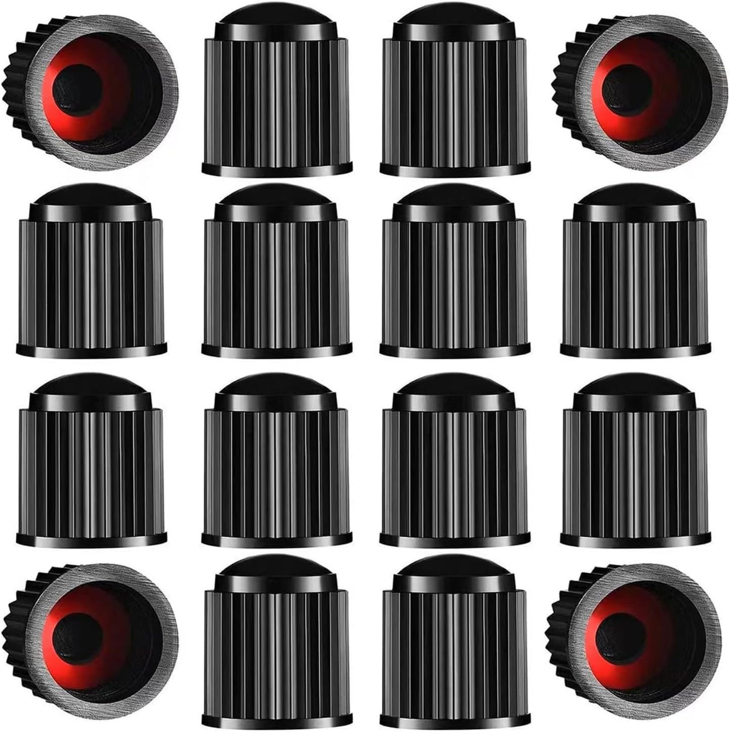 24pcs Tire Valve Stem Caps The Upgraded Version has a Sealing Ring for Car, Motorbike, Trucks, Bike, Bicycle (Black)