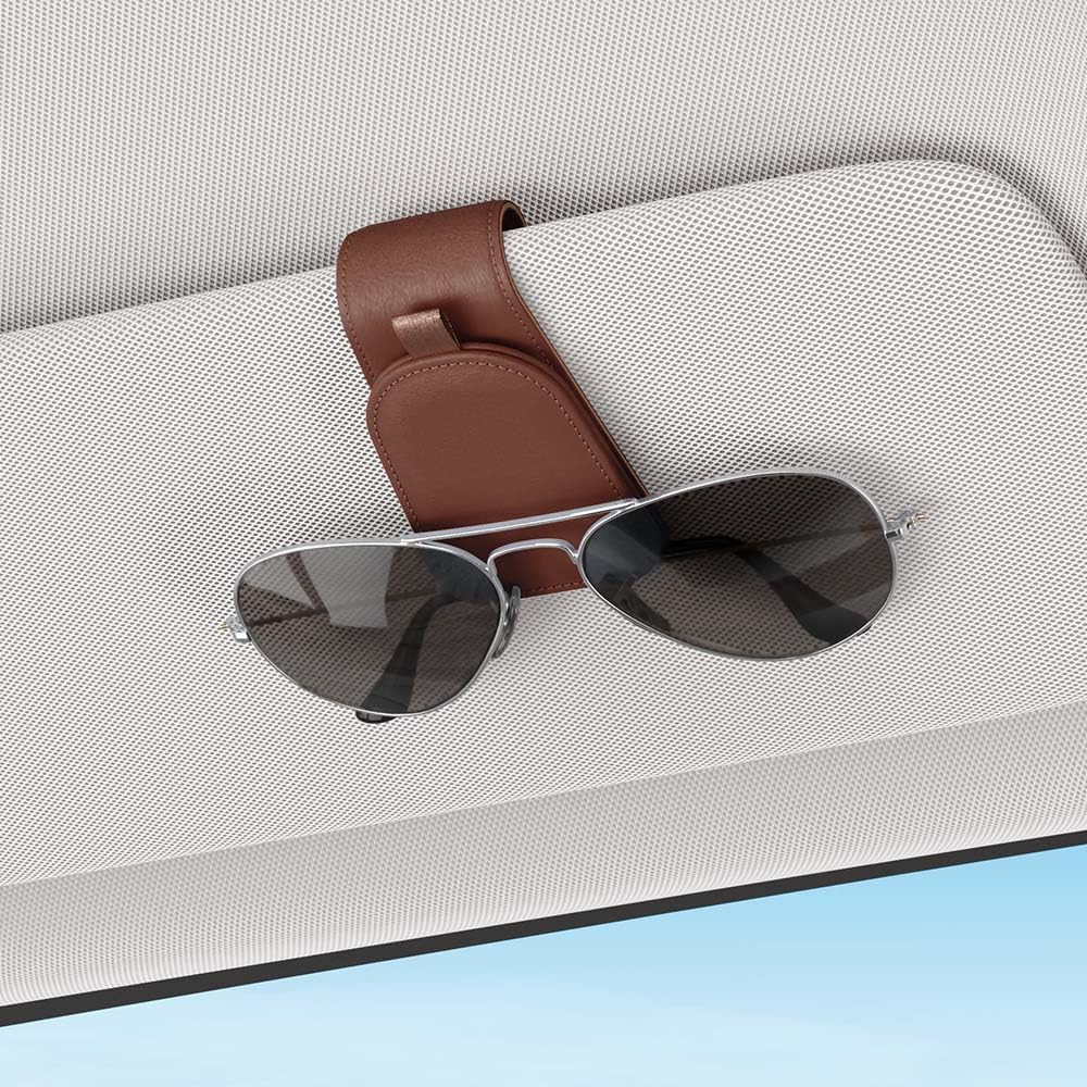 Sotfamily Sunglass Holder for Car Visor, Suede Cloth Magnetic Sunglass Organizer for Car Accessories, 2 Packs, Brown