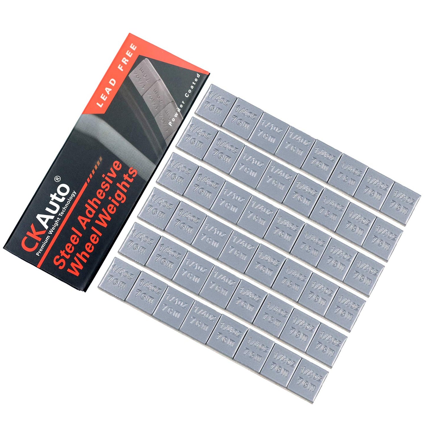 CKAuto 1/4oz, 0.25oz, Grey, Adhesive Stick on Wheel Weights, EasyPeel Type. Cars, Trucks, SUVs, Motorcycles, Low Profile, 60oz/Box, U.S. OEM Quality, (240pcs)