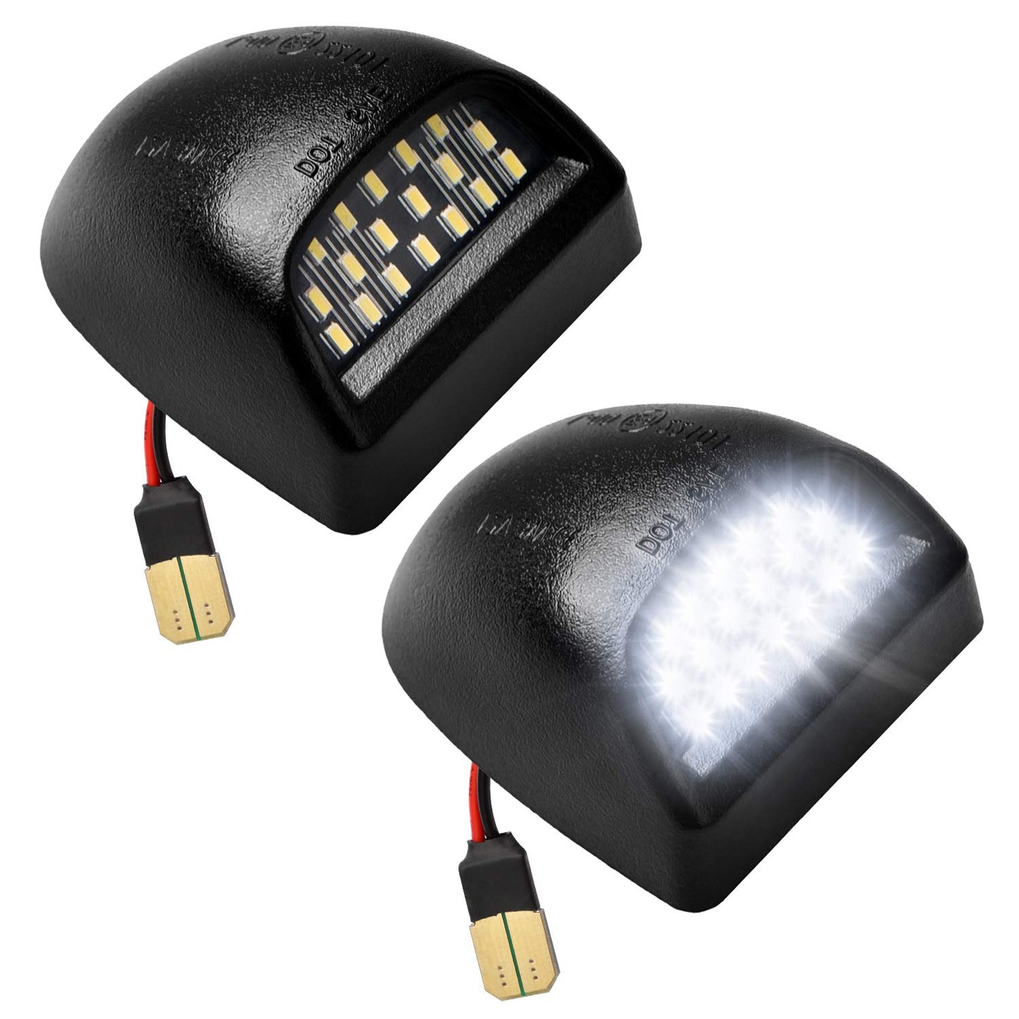 LESAUCE Red U-shaped LED License Plate Lights Tag Lamp Assembly Replacement for Chevy Silverado 1500 2500 3500 Suburban Tahoe GMC Sierra Yukon XL, 6000K White, Pack of 2
