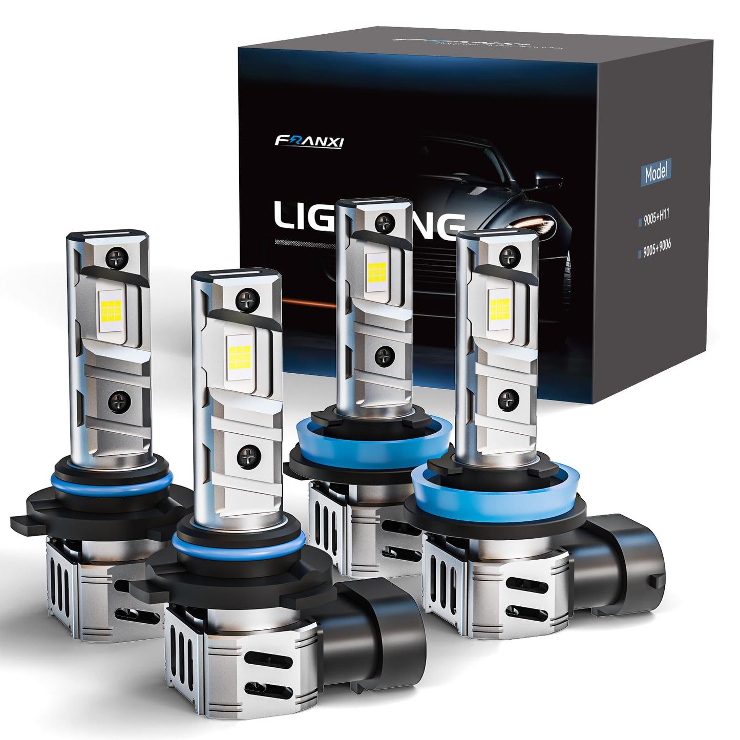 FRANXI H7 Bulbs, Super Bright Fog Lights 6000K Cool White, 1:1 Size Design with Cooling Fan, Plug and Play, Pack of 2