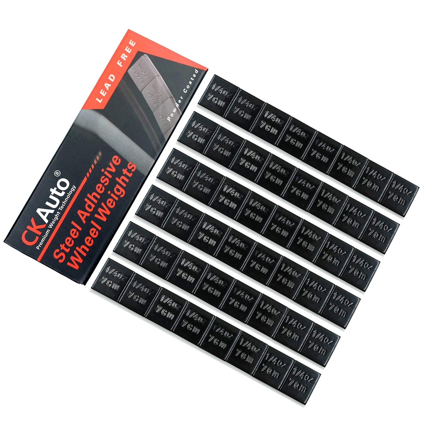 CKAuto 1/4oz, 0.25oz, Grey, Adhesive Stick on Wheel Weights, EasyPeel Type. Cars, Trucks, SUVs, Motorcycles, Low Profile, 60oz/Box, U.S. OEM Quality, (240pcs)