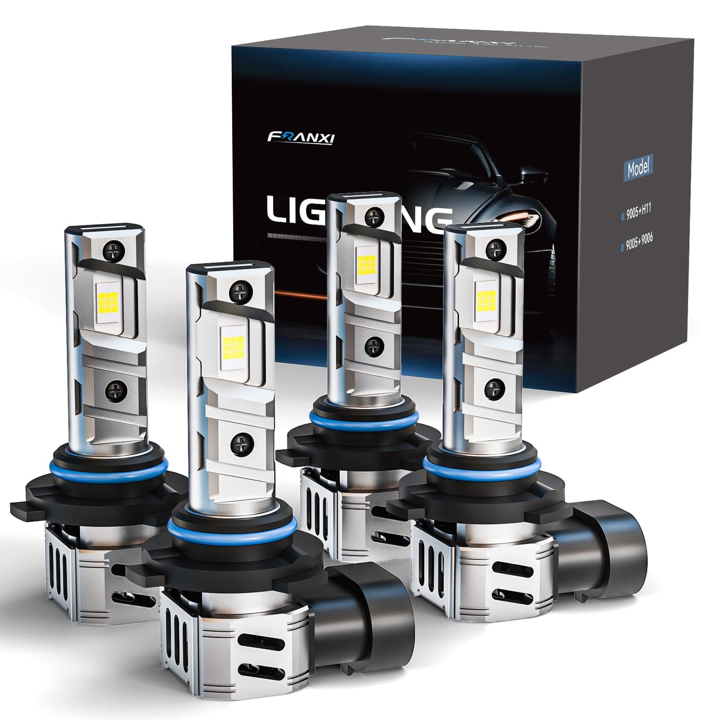 FRANXI H7 Bulbs, Super Bright Fog Lights 6000K Cool White, 1:1 Size Design with Cooling Fan, Plug and Play, Pack of 2