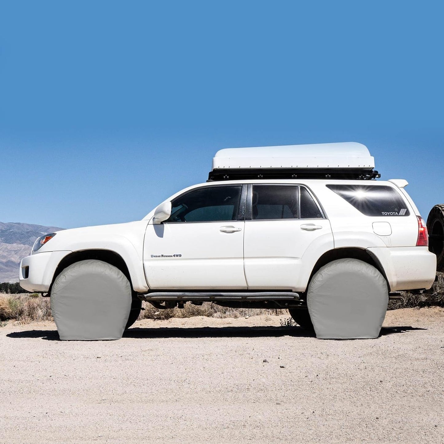 Explore Land Tire Covers 4 Pack - Tough Wheel Protector for Truck, SUV, Trailer, Camper, RV Universal Fits Tire Diameters 39-42 inches, Charcoal
