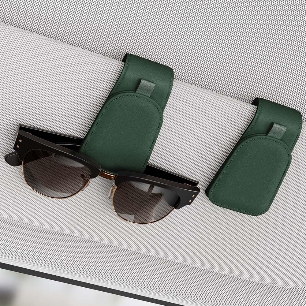 Sotfamily Sunglass Holder for Car Visor, Suede Cloth Magnetic Sunglass Organizer for Car Accessories, 2 Packs, Brown