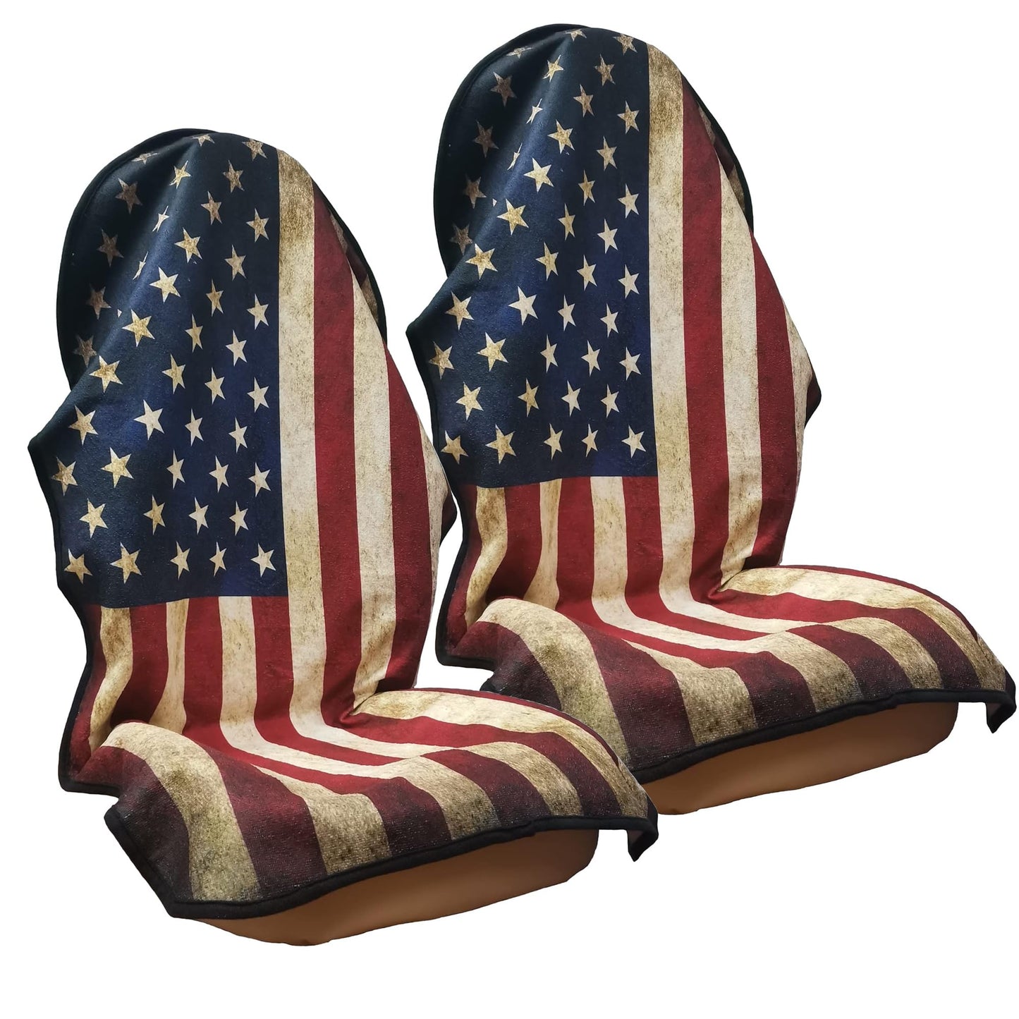 Car Seat Cover Protector Front Seats,for Gym Workout,Running,Swimming,Beach and Hiking,Waterproof Sweat Towel Bucket Seat Covers for Cars SUV Trucks (American Flag, 1Pcs)