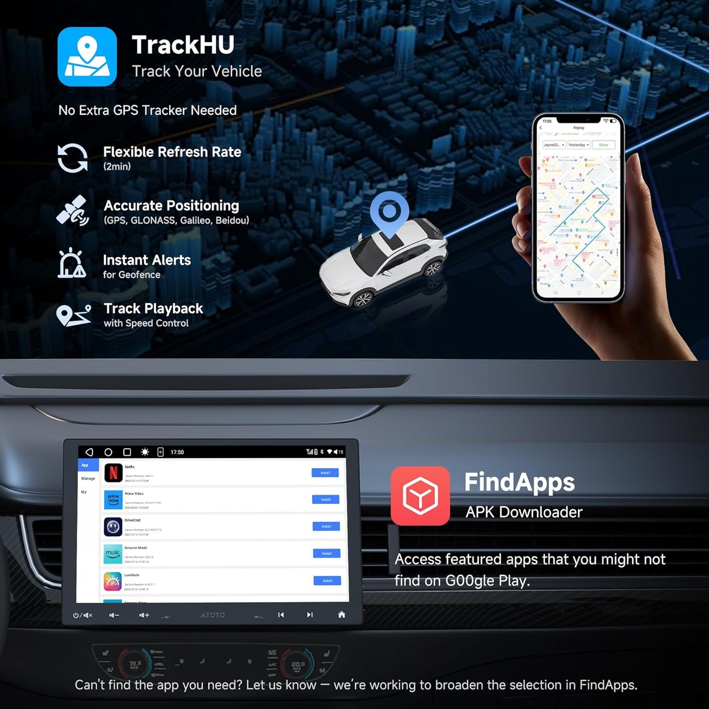 A6PF 8-Core 10.1" Single & Double Din Android Car Stereo, 2+32G Wireless CarPlay Android Auto Car Radio with Floating QLED Touchscreen, ChatGPT, GPS Tracker, HD LRV, WiFi/BT/USB, Dual Bluetooth