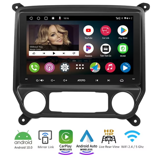 ATOTO A6 PF 9inch IPS Display Double Din Car Stereo Compatible with Chevrolet Silverado 2014-2018 3rd Gen,2+32G Wireless CarPlay & Wireless Android Auto Dual Bluetooth Mirror Link[Vehicle Specific]