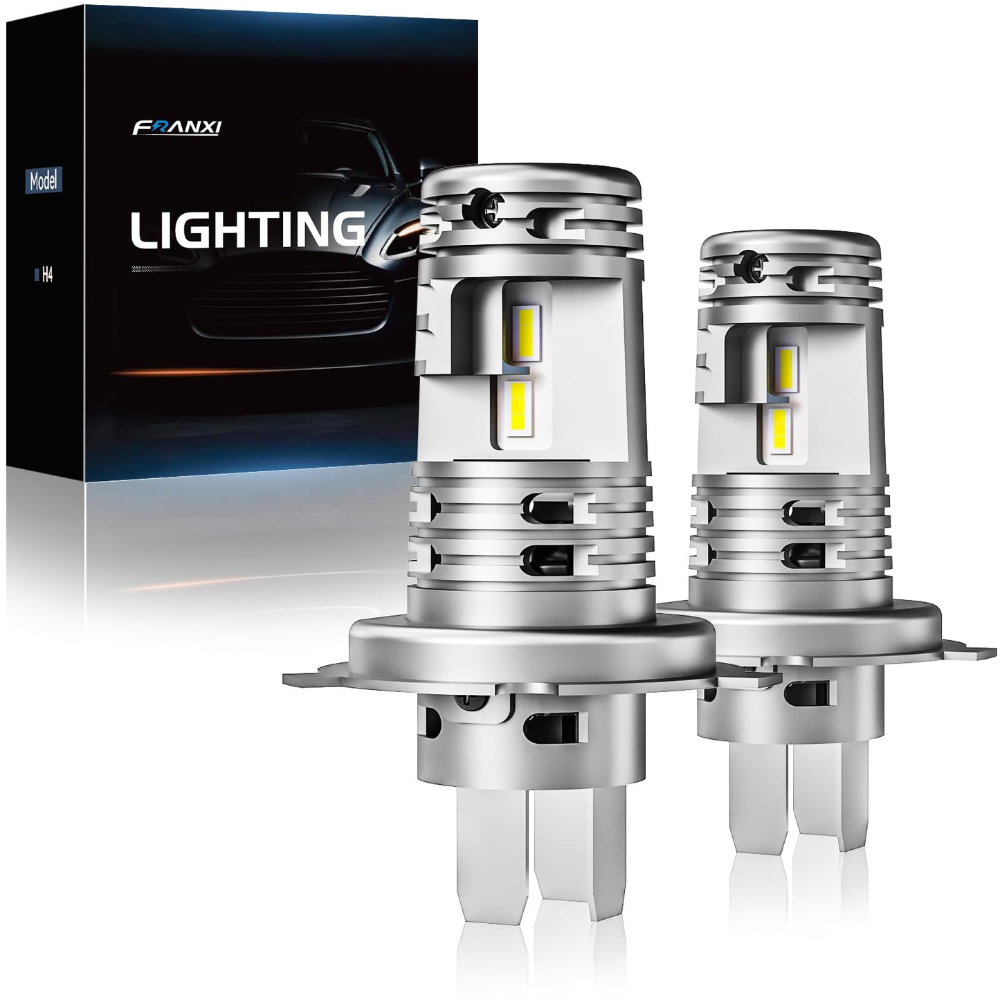 FRANXI H7 Bulbs, Super Bright Fog Lights 6000K Cool White, 1:1 Size Design with Cooling Fan, Plug and Play, Pack of 2