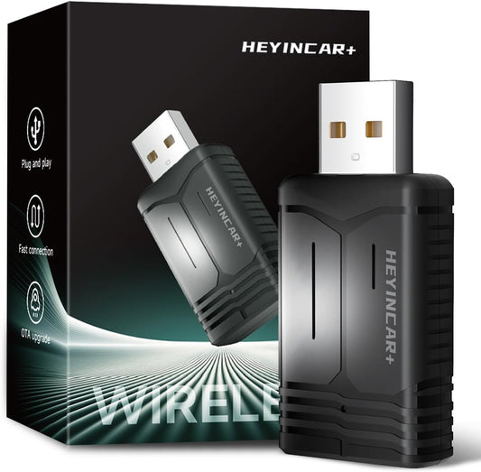 【コンパクトな設計 ワイヤレスアダプター最新登場】HEYINCAR+ ワイヤレスCarPlay/Android Auto アダプター CarPlay＆AndroidAutoをワイヤレス化 純正な有線CarPlay/Android Auto搭載する車専用 Bluetooth/音楽/多言語対応 ワイヤレスディスプレイアダプター 自動接続 98%以上の車種適用 技適認証取得済み 日本語取扱説明書付き
