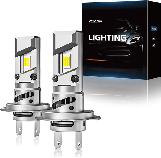 FRANXI H7 Bulbs, Super Bright Fog Lights 6000K Cool White, 1:1 Size Design with Cooling Fan, Plug and Play, Pack of 2