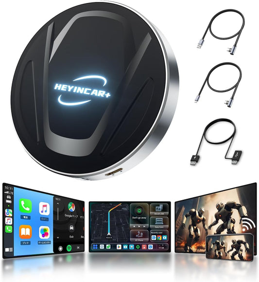 HEYINCAR+ CarPlay AI Box, Android 13 Attabuter, Nano SIM Card/Micro SD Card Slot, Youtube Netflix Video Viewing Anywhere in Front Seat, Works with Over 98% of Vehicles, Technical Standards
