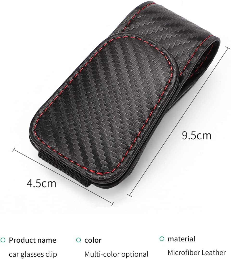 Magnetic Leather Sunglass Holder for Car, Sunglasses Clip for Car Visor, Auto Interior Accessories Universal for Different Size Eyeglasses (Carbon Fiber)
