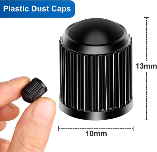 24pcs Tire Valve Stem Caps The Upgraded Version has a Sealing Ring for Car, Motorbike, Trucks, Bike, Bicycle （Black）