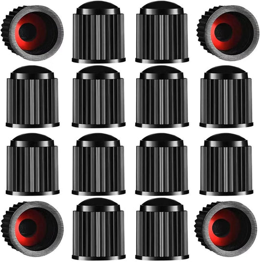 24pcs Tire Valve Stem Caps The Upgraded Version has a Sealing Ring for Car, Motorbike, Trucks, Bike, Bicycle （Black）
