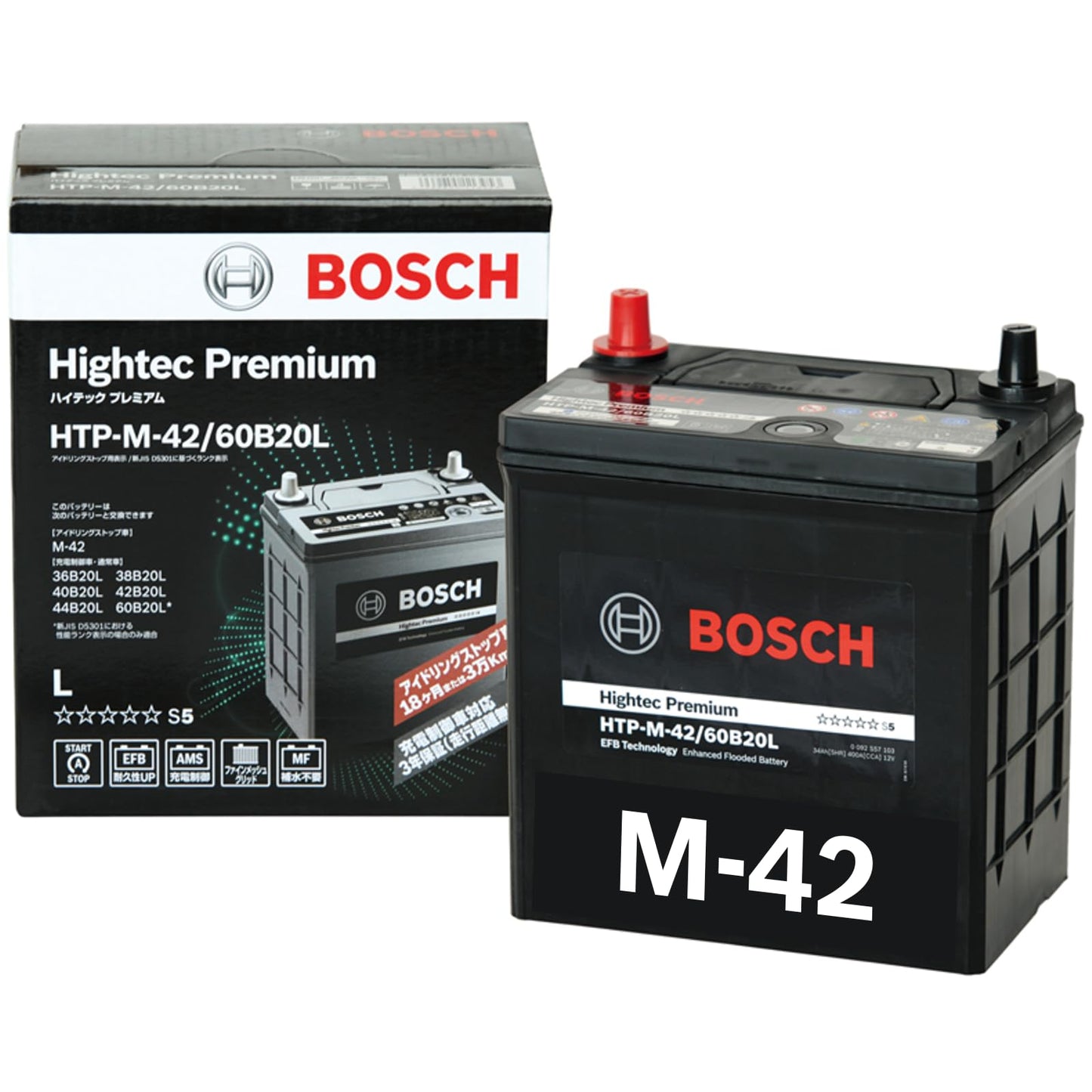 BOSCH (ボッシュ)ハイテックプレミアム 国産車 アイドリングストップ車/充電制御車/標準車 バッテリー HTP-S-95R/130D26R