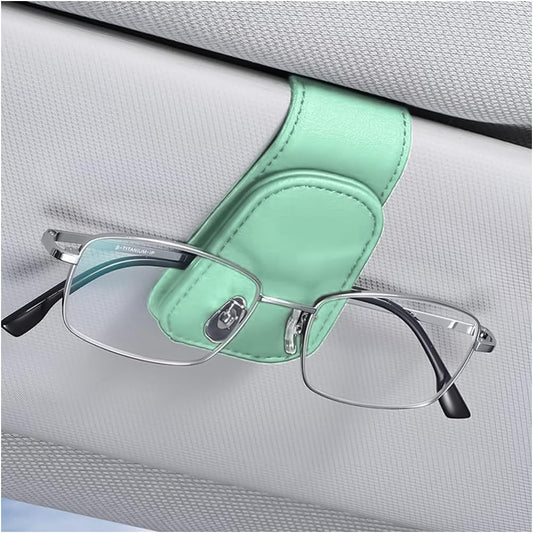 AICEL Sunglasses Holders for Car Sun Visor, Leather Eyeglasses Hanger Mounter, Magnetic Glasses Holder and Ticket Card Clip, Auto Interior Accessories Universal for SUV Pickup Truck