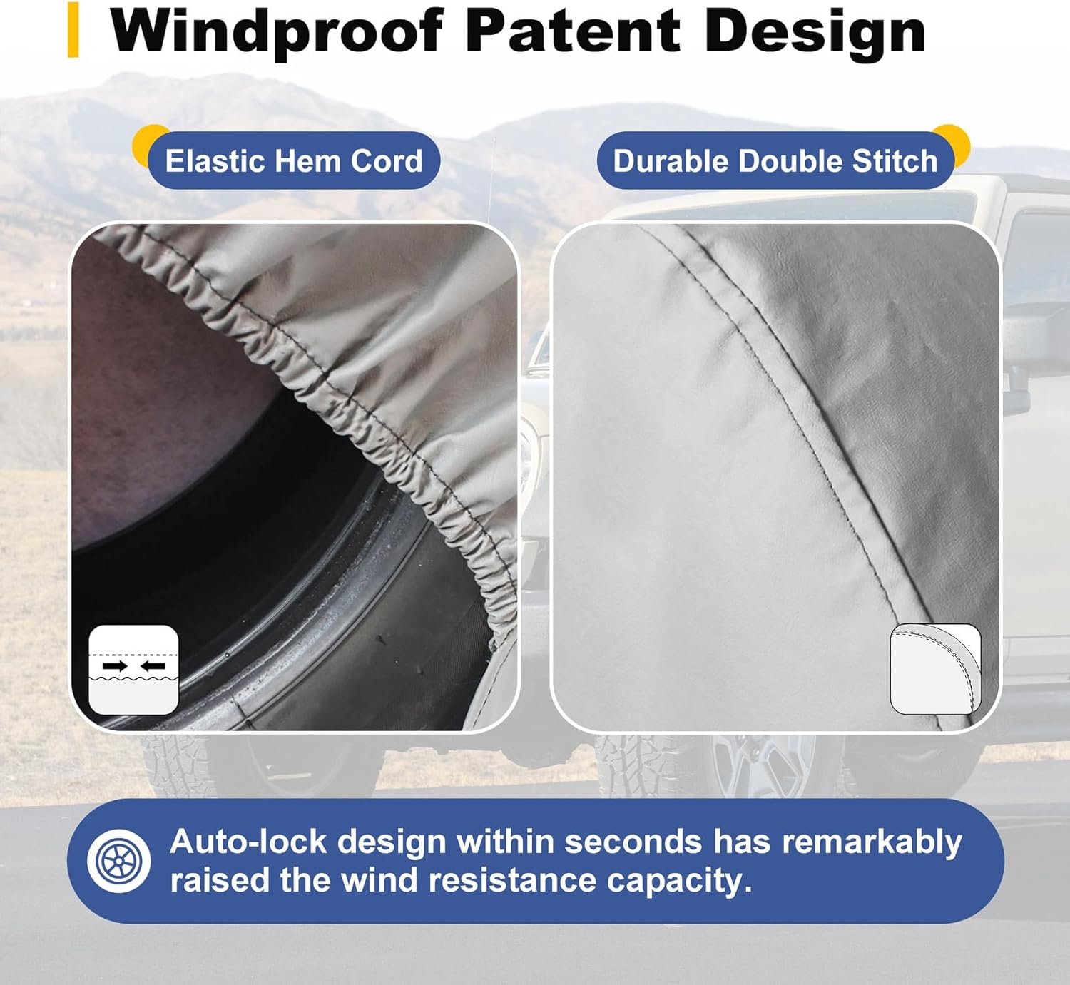 Explore Land Tire Covers 4 Pack - Tough Wheel Protector for Truck, SUV, Trailer, Camper, RV Universal Fits Tire Diameters 39-42 inches, Charcoal