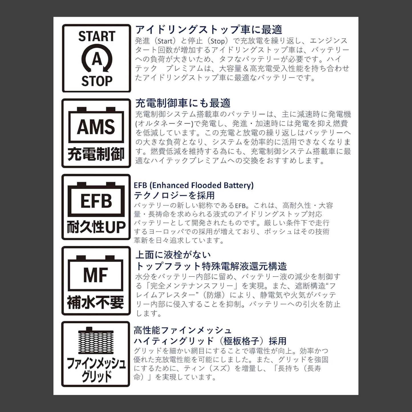 BOSCH (ボッシュ)ハイテックプレミアム 国産車 アイドリングストップ車/充電制御車/標準車 バッテリー HTP-S-95R/130D26R