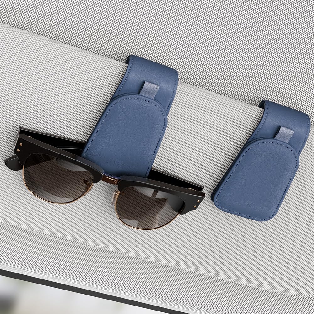 Sotfamily Sunglass Holder for Car Visor, Suede Cloth Magnetic Sunglass Organizer for Car Accessories, 2 Packs, Brown